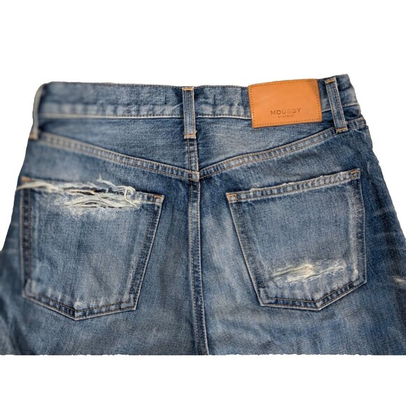 MOUSSY Size 26  Japan Denim ADEL Heavily Distressed Tapered Cotton Buttonfly - Picture 3 of 7